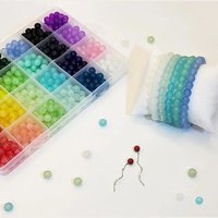 1200pcs Glass Beads for Jewelry Making, 24 Colors 8mm Round Beads with 2 Plastic Storage Boxes
