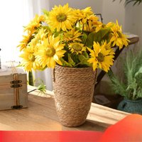 Large Nordic Woven Flower Basket Vase Decor for Living Room Simple Wicker Flower Pot