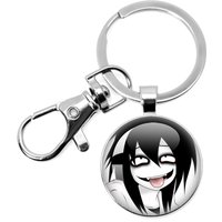 NEW Jeff And Jane The Killer Horror Game Key Glass Pendant Keychain Funny Meme Creepypasta Creepy Pasta Ticci Toby Jewelry Gift