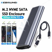 KEBIDUMEI M.2 NVMe SATA SSD Enclosure Dual Portocol NVMe to USB Adapter 10Gbps USB 3.1 Gen2 USB C External Case Box for PC Case