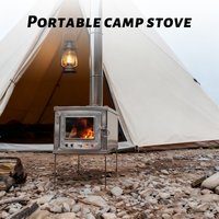 PAKICETUS Tragbarer Edelstahl-Holzofen, Leichter Brennholzkocher mit Tragetasche, Robuster Outdoor-Kochbrenner für Camping, Wandern, Angeln, Picknick, Gartenreisen und Wildnisabenteuer
