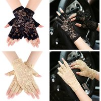 Sexy Lace Driving Gloves Sunscreen Mitten Long Fingerless Half Finger Fishnet Gloves Dance Gloves Mesh Mitten Lace Gloves