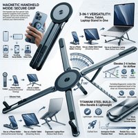 Multifunctional Magnetic Phone Holder Foldable Selfie Stick Tripod Portable Stand for iPhone iPad Tablet Laptop