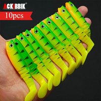 Ackibbik 10pcs Silicone Soft Bait Paddle Tail Swimbait 8cm Artificial Fishing Lure for Walleye Bass Pike Tackle T-Tail Swimbait