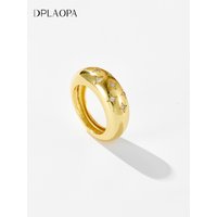 DPLAOPA 925 Sterling Silver Gold LA Dome CZ Zircon Star Ring Luxury Jewelry Screw Fine Jewelry Fashion Round Wedding Jewels