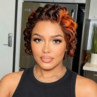 13x4 Lace Front Wig Brazilian Human Hair Loose Wave Pixie Cut Wig 180% Density Short Curly Wig for Women