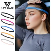 WRELS 2PCS Sport Headband Anti-slip Gym Cycling Hairband Elastic Silicone Quick Dry Workout Fitness Yoga Unisex Sweatband