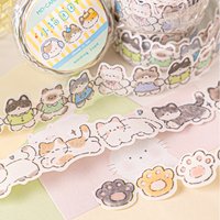 2m/roll Cute Cartoon Cat Tape DIY Scrapbook Background Decoration Album Envelope Diary Marking Stationery stickers
