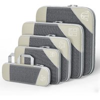 5PCS Travel Compressed Packing Cubes Storage Organizer Set With Shoe Bag Mesh Visual Luggage Portable Lightweight Suitcase Bag