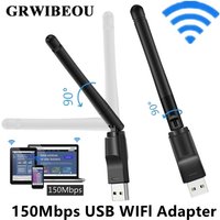 MT7601 Wireless WiFi Adapter 150Mbps USB 2.0 Network Card 802.11 b/g/n 2.4GHz Mini Dongle with Antenna for PC Laptop Windows