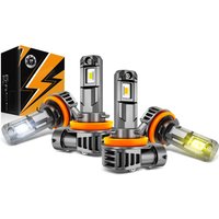 AUXBEAM LED FOG LIGHT Fanless Plug -N-Play Fog Light BULBS 6500K COOL WHITE / 3000K Yellow Light 600% ULTRA BRIGHTNESS Q6 Series
