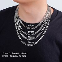 4mm-12mm Cuban Chain 925 sterling silver Necklaces for Men Male Chains Figaro Box Chain Choker Punk Jewelry 45cm 50cm 60cm