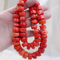 14-16mm Unisex Jewelry Large Vintage Punk Drum Natural Sea Bamboo Orange Coral Chokers Short Necklace