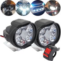 10W DC 9V-15V LED Motorcycle Headlight Waterproof 6 Round LED Spot Light LED Headlights Spot Light with Reflector and Switch for
