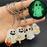 Halloween Keychain Halloween Tiny Glow-In-The-Dark Spooky Ghost Acrylic Keychain Backpack Key Pendant Jewelry Gifts