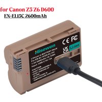 2600mAh EN-EL15C EL15 EL15a EL15b Li-ion Battery with Type-C Charging Port for Nikon ZR Zf Z8 Z7II Z7 Z6 III Z6 II Z5 D500 D600