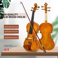 Astonvilla 4/4 Natural Color Violin Solid Wood Violin Set with Case Bow Stringed Instrument Violin for Beginners