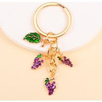 Lovely Enamel Grapes Orange Lemon Keychain Cute Fruit Keyrings For Women Men Handbag Car Key Wallet Decor DIY Jewelry Gifts