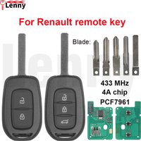 Lenny 433MHz 4Achip PCF7961M 2-3 Button Car Remote Key for Renault Sandero Dacia Logan 2 Stepway Clio4 Duster Master3