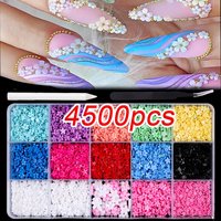 15grid 3D Colorful Acrylic Flower Nail Art Rhinestones Set Mixed Caviar Beads Cherry Blossom Spring Gem Acrylic Petal Nail Charm