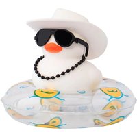 Rubber Duck White Duck Car Decorations Cute Car Accessories Dashboard Car Ornament with Cowboy Hat Swim Ring Colour Necklace