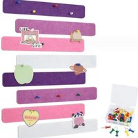 8 Packs Strips Felt Bulletin Board Bar with Push Pins Self-Adhesive Felt Cork Board Bar Strips for Wall School Office Decor