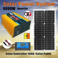 4000W Solar Inverter Kit Complete 12V to 110V/220V Solar Panel System 12V Solar Panel Battery Charge Controller Power Generation