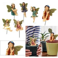 6pcs Mini Fairy Figurines Elf Set Resin Crafts Garden Miniatures Micro Landscape Angel Statue DIY Ornament Decoration Home Decor