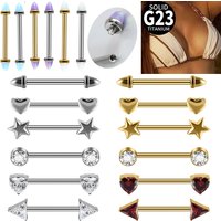 1Pair G23 Titanium Nipple Piercing 14G 16mm Straight Breast Rings Barbells Opal Zirconia Nipple Piercing Jewelry for Women Men image 4