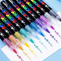 GUANGNA 14 Colors Direct-liquid Acrylic Paint Pens Brush Marker Pen for Rock Painting Stone Ceramic DIY Art Pens
