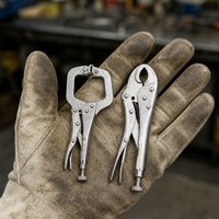 2 Sets Mini Locking Pliers, Curved Jaw Vise and C-Type Locking Pliers for Welding, Woodworking, Jewelry Making&Household Repairs
