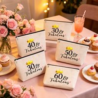 Birthday gifts Makeup Bag 30 40 50 60 & Fabulous Cosmetic Pouch Women Travel Toiletry Supplies Birthday Anniversary Gifts