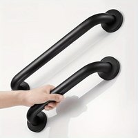 Stainless Steel Anti-Slip Bathroom Grab Bar - Black Safety Handrail with Ergonomic Curved Design for Elderly & Disabled