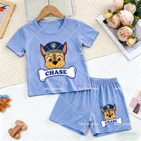 Paw Patrols 2pcs Pajama Suit Marshall Rubble Home Sleepwear Chase Skye Summer Pijamas Outfit Cartoon Print Soft Tops Shorts