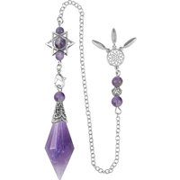 Natural Stone Crystal Pendulum for Reiki Divination 12 Facet Hexaonal Points with Dream Catcher Chain Spiritual Pendulos X072