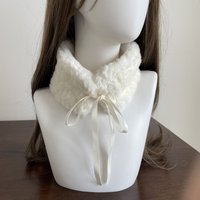 Windproof with Plush Balls Neck Warmer Thickening Winter Warm Cross Scarf Lamb Wool Neck Scarf Women