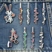 Anime Ghost Kill Team Samurai Sword Enamel Brooches 9-Pillar Metal Badge Lapel Pin Cosplay Jewelry Accessories Gifts