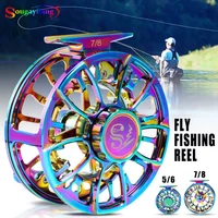 Sougayilang Multicolor Fly Fishing Reel CNC Aluminium Alloy Spool with Non-Slip Drag Knob Brake Disc for Better Fishing Pesca