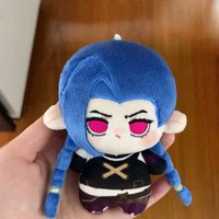 Cool Eyes 10cm Stuffed Anime Game Character Powder Jinx Plush Toys Keychain Bag Pendant Cosplay Cartoon Plushie Doll Decor Gift