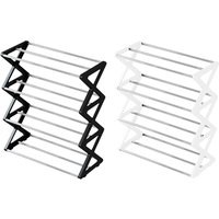 4 Tiers x Shaped Shoe Rack Organizer Lightweight Quick Find Visibility Simple Assembly Versatile Smooth Edges 42x18.5x49.5cm