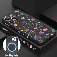 Floral Soft TPU Case For iPhone 17 17e 16 15 14 13 Pro Max 11 16e Magnetic For Magsafe Wireless Charge Slim Silicone Phone Cover