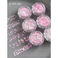 1/6 piece pink cherry blossom nail art glitter nail decorations DIY nail art art charm, suitable for Valentine's Day nail art