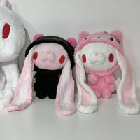 Retro Gloomy Bear Pink White Black Alternate Outfit Bunny Plush Keychain Multipurpose Backpack Hanging Ornament Lovely
