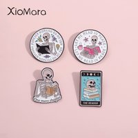 The Reader Skeleton Enamel Pins Let Me Read In Peace One More Chapter Brooches Lapel Badges Gothic Jewelry Gift For Bookworm