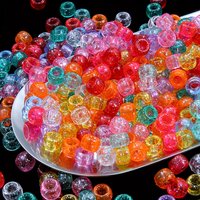 1000/500/200pcs 6x9mm Mixed Colors Glitter Transparent Mix Plastic Pony Beads - DIY Crafts & Jewelry Supplies,festival gift