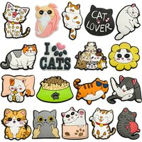 Hot Sale 1Pcs PVC Cute Cat Shoe Charms Pin for Crocs Accessories Clog DIY Wristband Slipper Decoration Women Party Gifts