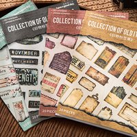 20PCS Vintage Old Item Label Sticker Set Distressed Washi Paper for Journal Scrapbooking DIY Craft & Planner Decoration