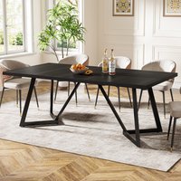 LITTLE TREE 180cm Large Dining Table for 6-8, Modern Rectangular Table with Metal Frame for Kitchen & Dining Room