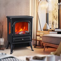 Freistehender Elektrokamin mit Sichtfenster, 2 Heizstufen, einstellbarem Thermostat und realistischem Flammeneffekt für die Innenraumheizung im Winter.