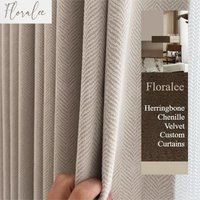 Custom Size Herringbone Thicke Beige Chenille Curtains for Living Room Dining Room Bedroom Luxury Blackout Decor Fashion 창문커텐